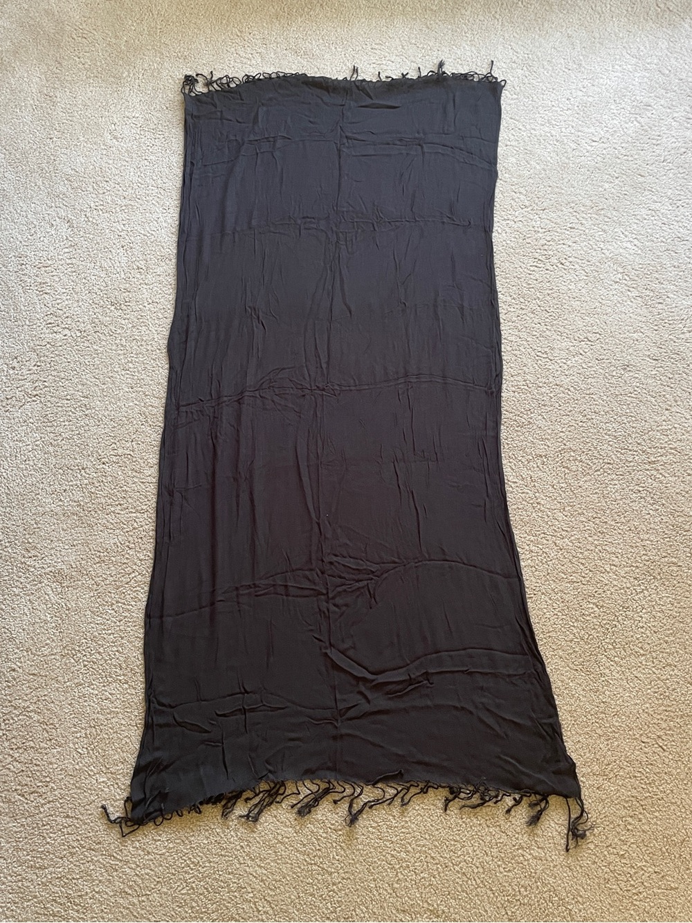 GAP Black Lightweight Fringe Scarf Wrap 27” x 56”
